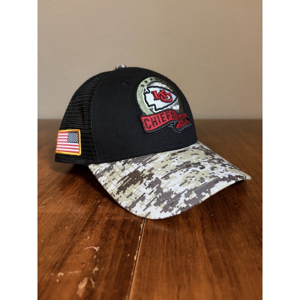 Kansas City Chiefs New Era Hat 9Forty USA Salute to Service Camo Cap Snapback